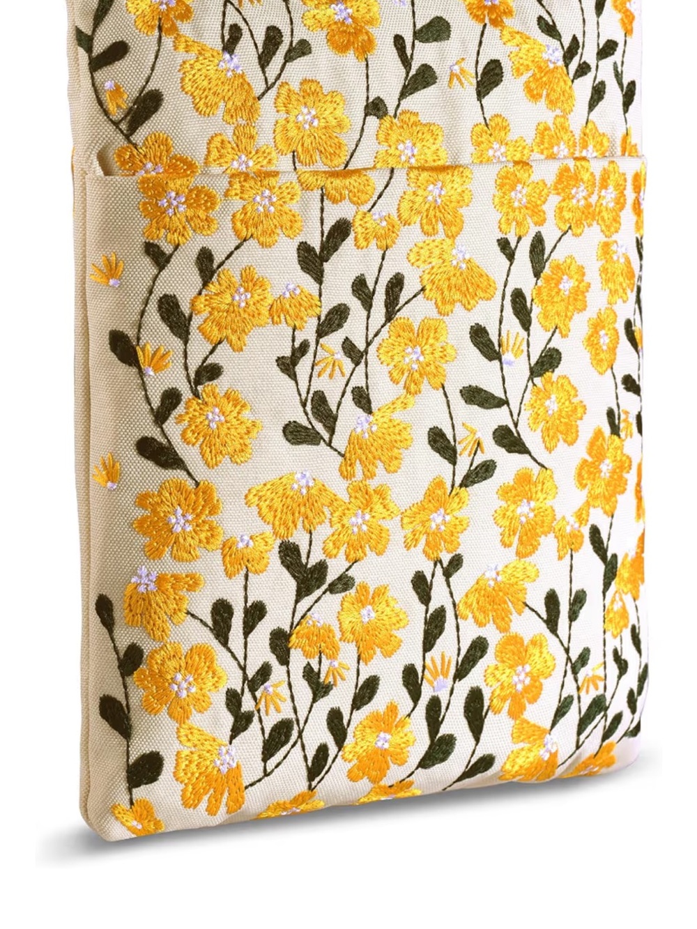 Floral Embroidered Book Sleeve.